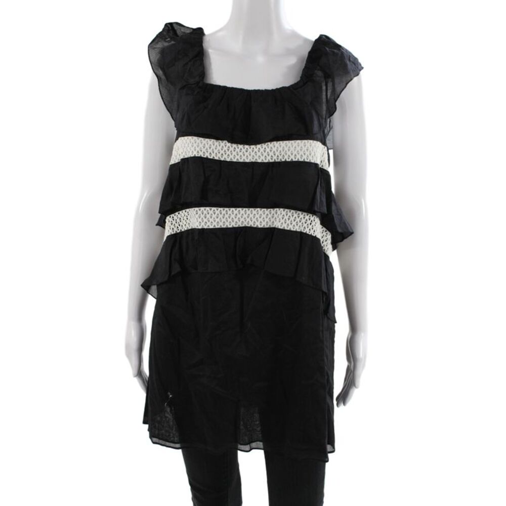 Kisuii Women Bohemian Striped Cotton Square Neck Sleeveless Shift Top Size M